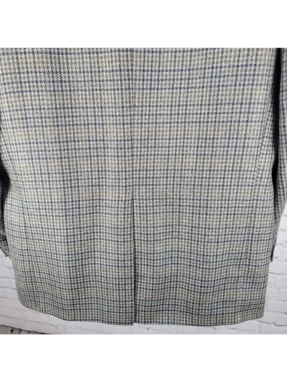 Chaps Ralph Lauren Brown & Blue 100% Wool Houndstooth Blazer Sport Coat Size 46